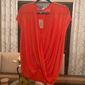 NWT Guess Short Sleeve Wrap Top in Coral